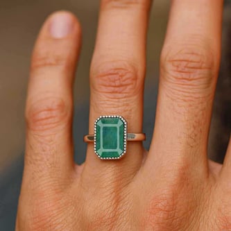 Handcrafted Sterling Silver Premium Emerald Men’s Ring