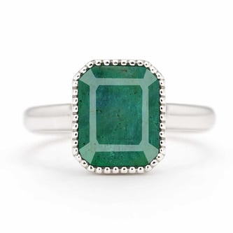Handcrafted Sterling Silver Premium Emerald Men’s Ring