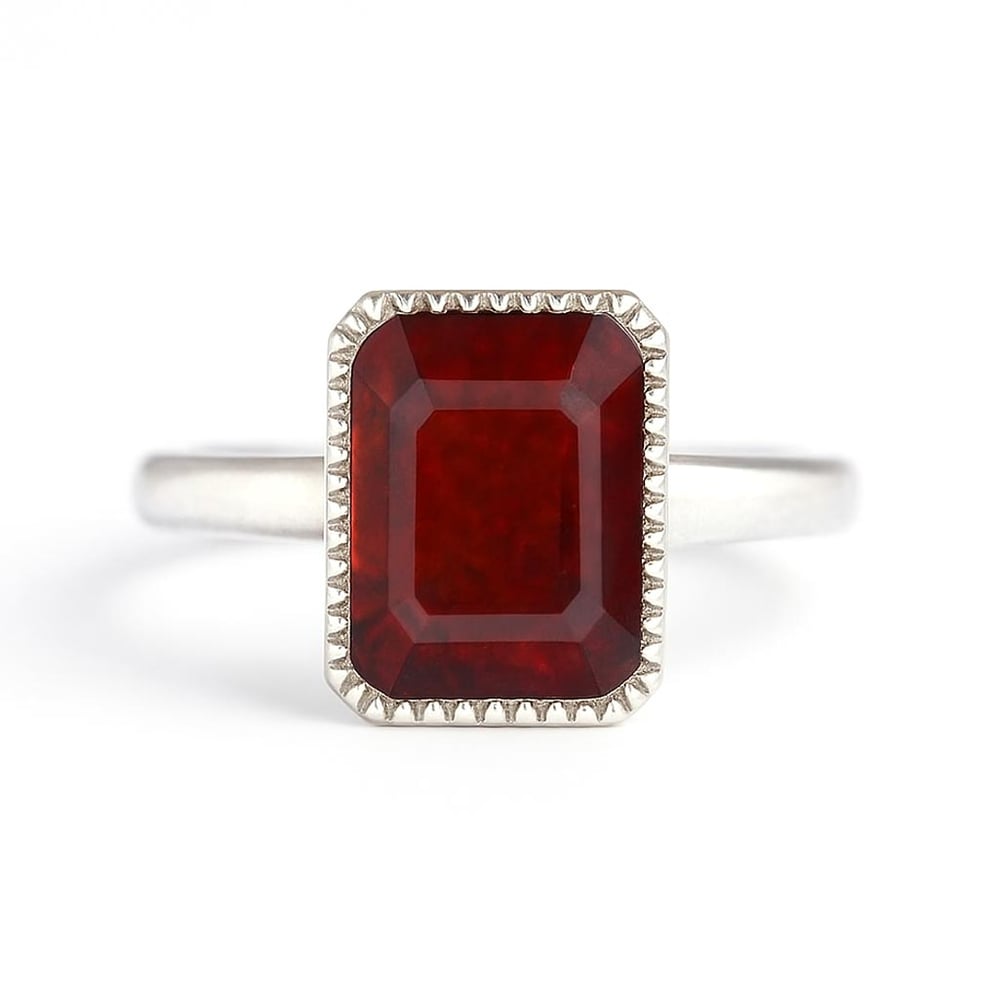 Handcrafted Sterling Silver Premium Hessonite Garnet Men’s Ring