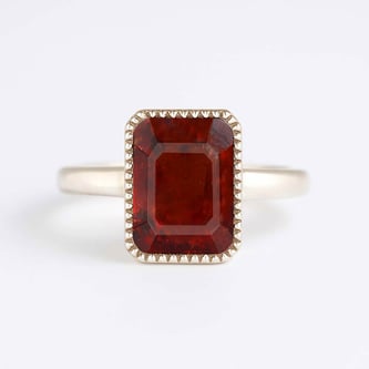 Handcrafted Sterling Silver Premium Hessonite Garnet Men’s Ring