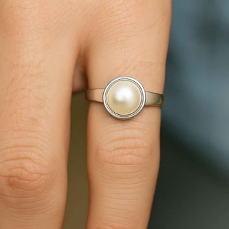 Handcrafted Sterling Silver Premium Pearl Men’s Ring