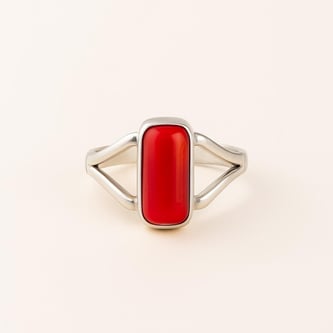 Handcrafted Sterling Silver Premium Red Coral Men’s Ring