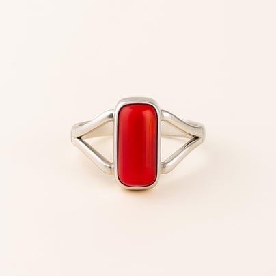 Handcrafted Sterling Silver Premium Red Coral Men’s Ring