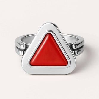 Handcrafted Sterling Silver Premium Triangle Red Coral Men’s Ring