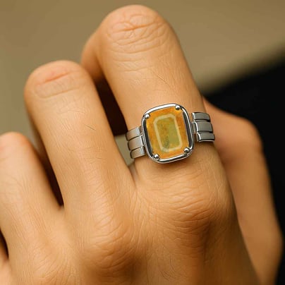 Handcrafted Sterling Silver Premium Yellow Sapphire Men’s Ring