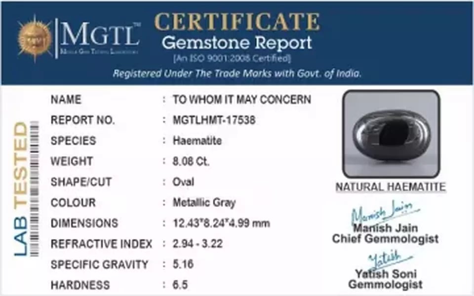 Hematite - 8.08 Carat Limited Quality HMT-17538