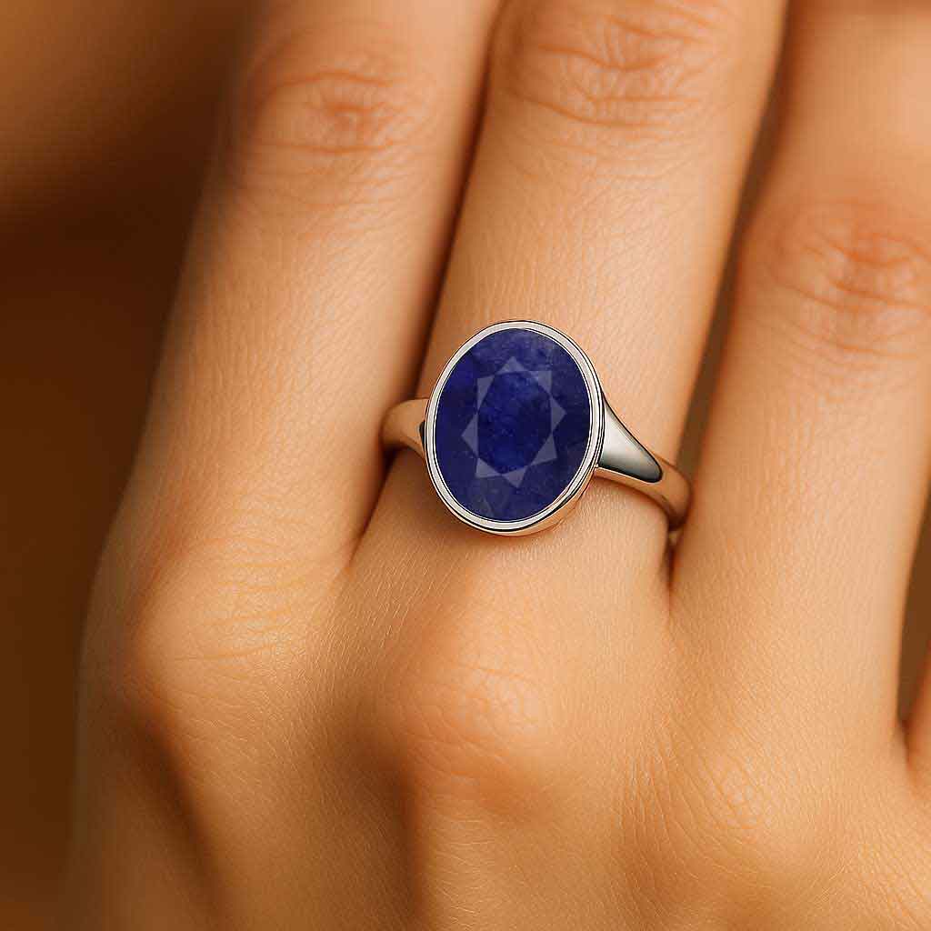 Heritage 925 Silver Blue Sapphire Stone Ring for Her
