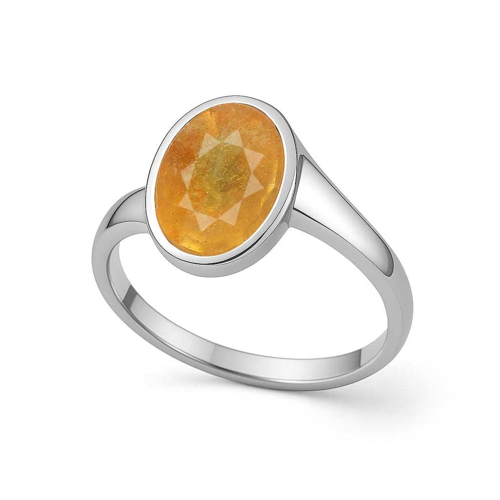 Heritage 925 Silver Yellow Sapphire Stone Ring for Her