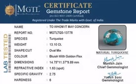 Irani Turquoise - 13.10 Carat Limited Quality TQS-13776