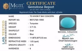 Irani Turquoise - 3.71 Carat Prime Quality TQS-13583