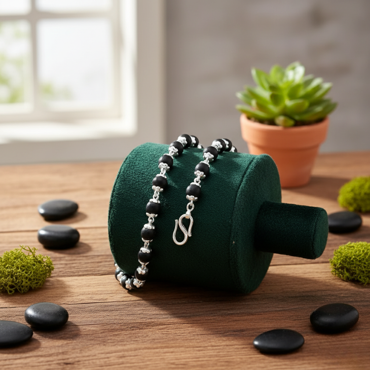 Karungali Mala Silver Cap 108 Beads - 8MM