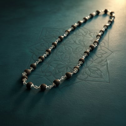 Karungali Mala Silver Cap 108 Beads - 8MM
