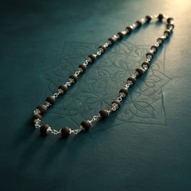 Karungali Mala Silver Cap 108 Beads - 8MM