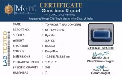 Kyanite Gemstone - 3.21 Carat Limited Quality KY-24017
