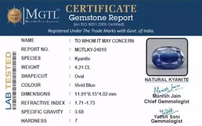 Kyanite Gemstone - 4.21 Carat Prime Quality KY-24010