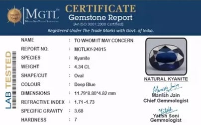 Kyanite Gemstone - 4.34 Carat Prime Quality KY-24015
