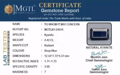 Kyanite Gemstone - 4.42 Carat Prime Quality KY-24014