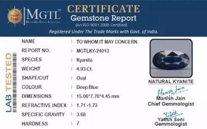 Kyanite Gemstone - 4.93 Carat Prime Quality KY-24013