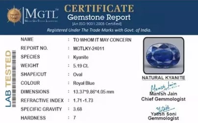 Kyanite Gemstone - 5.19 Carat Prime Quality KY-24011