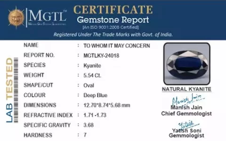 Kyanite Gemstone - 5.54 Carat Rare Quality KY-24018