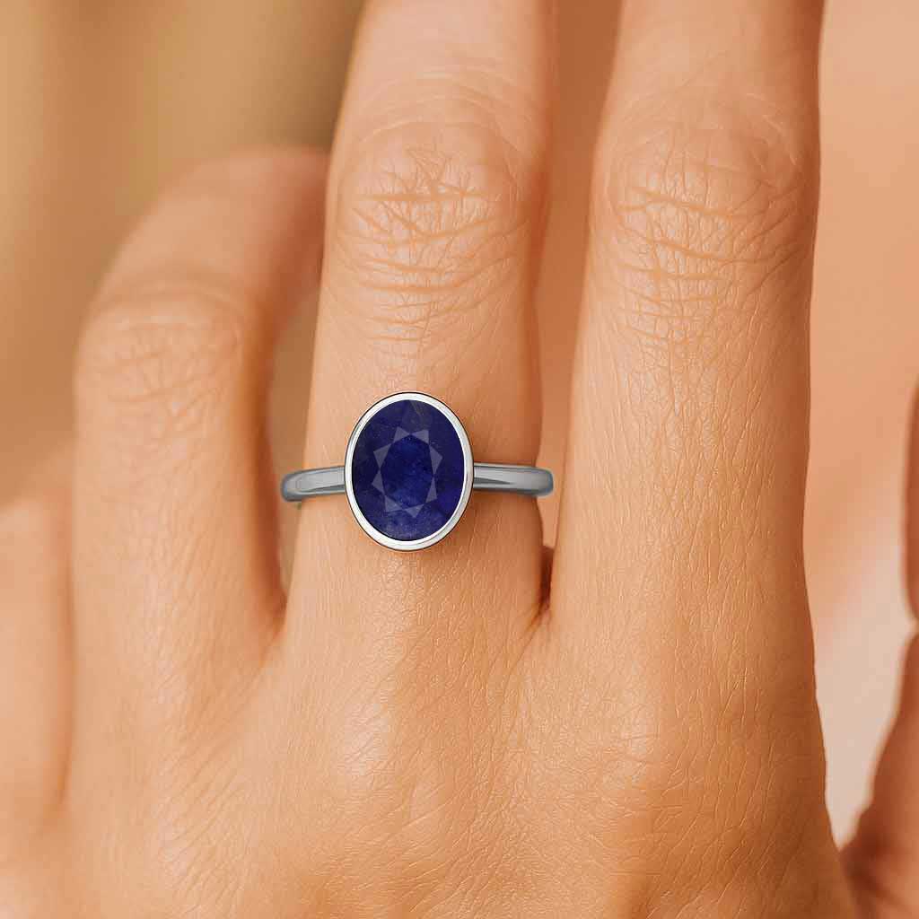 Luxury Blue Sapphire 925 Sterling Silver Ring for Women