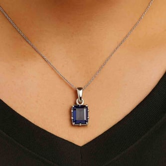 Luxury Designer 925 Silver Blue Sapphire Pendant