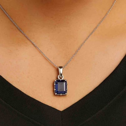 Luxury Designer 925 Silver Blue Sapphire Pendant