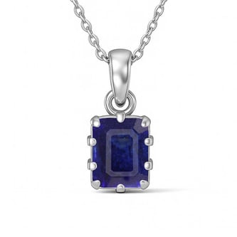 Luxury Designer 925 Silver Blue Sapphire Pendant