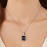 Luxury Designer 925 Silver Blue Sapphire Pendant