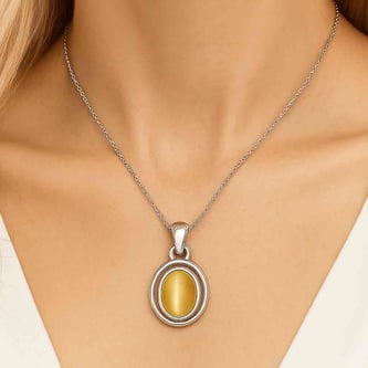 Luxury Designer 925 Silver Cat's Eye Pendant