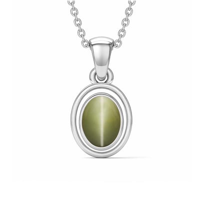 Luxury Designer 925 Silver Cat's Eye Pendant