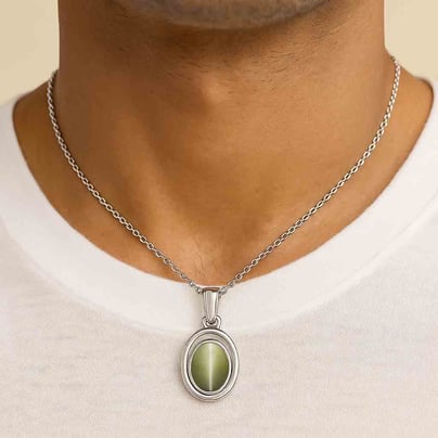 Luxury Designer 925 Silver Cat's Eye Pendant