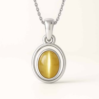 Luxury Designer 925 Silver Cat's Eye Pendant