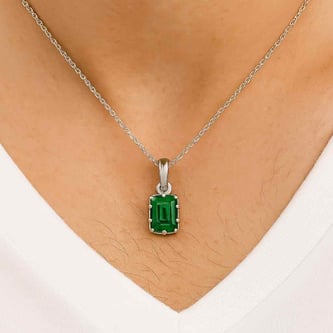 Luxury Designer 925 Silver Emerald Pendant
