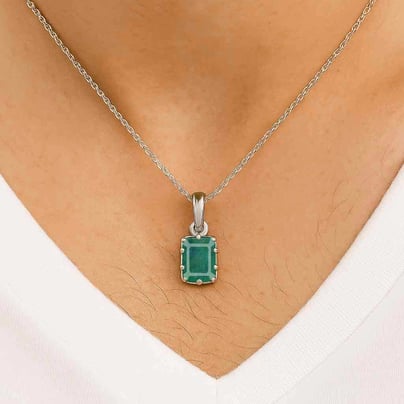 Luxury Designer 925 Silver Emerald Pendant