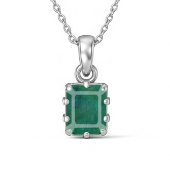 Luxury Designer 925 Silver Emerald Pendant