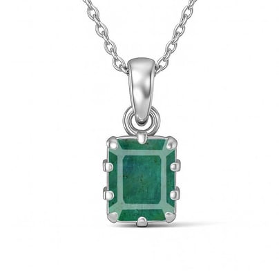 Luxury Designer 925 Silver Emerald Pendant