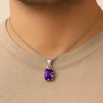 Luxury Designer 925 Silver Natural Amethyst Pendant