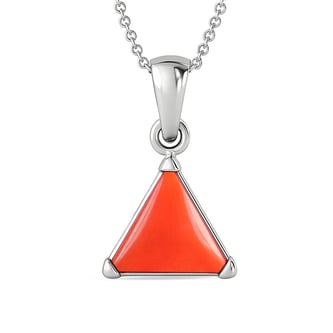 Luxury Designer 925 Silver Natural Triangle Red Coral Pendant