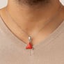 Luxury Designer 925 Silver Natural Triangle Red Coral Pendant