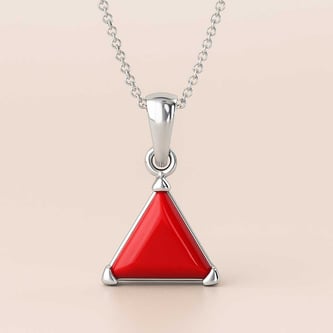 Luxury Designer 925 Silver Natural Triangle Red Coral Pendant