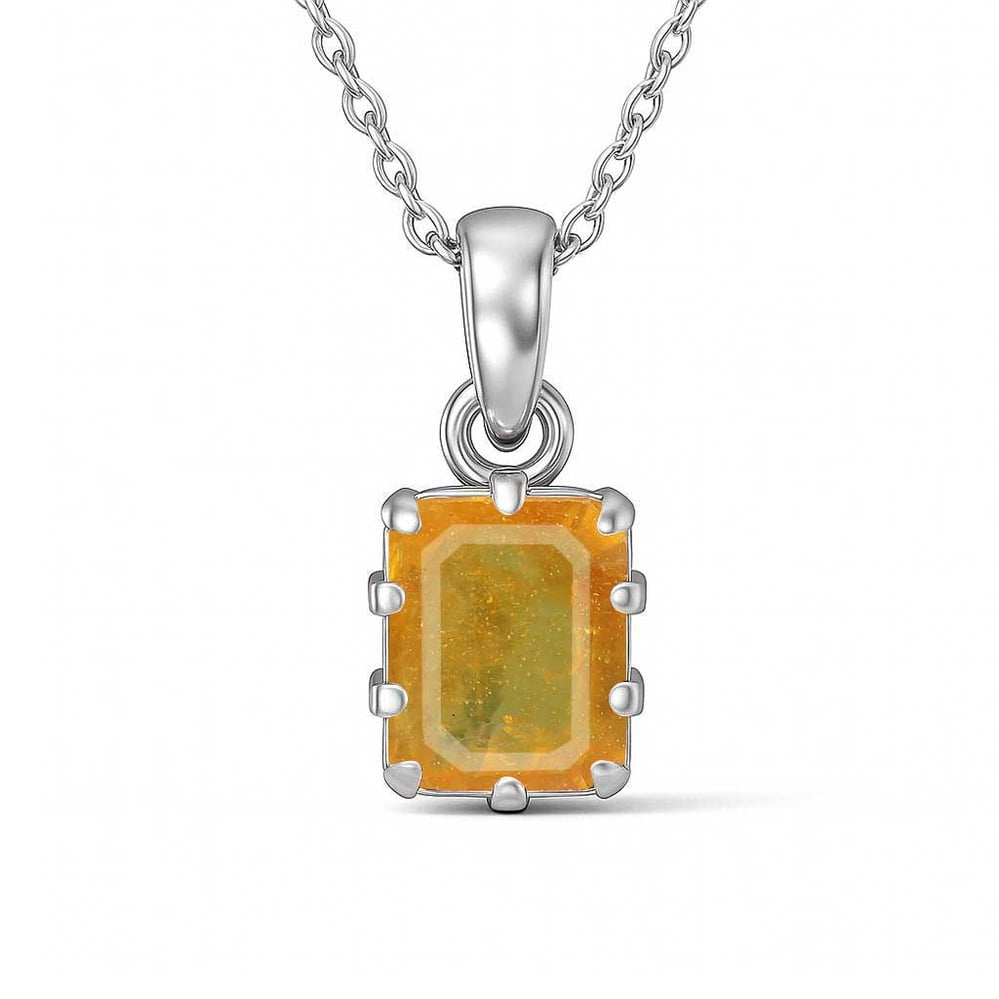 Luxury Designer 925 Silver Yellow Sapphire Pendant