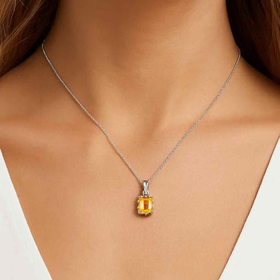 Luxury Designer 925 Silver Yellow Sapphire Pendant