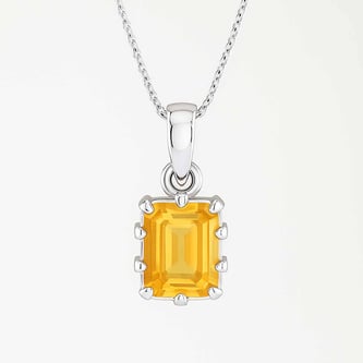 Luxury Designer 925 Silver Yellow Sapphire Pendant