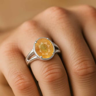 Luxury Designer Sterling Silver Yellow Sapphire Men’s Ring for Him