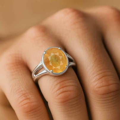 Luxury Designer Sterling Silver Yellow Sapphire Men’s Ring for Him
