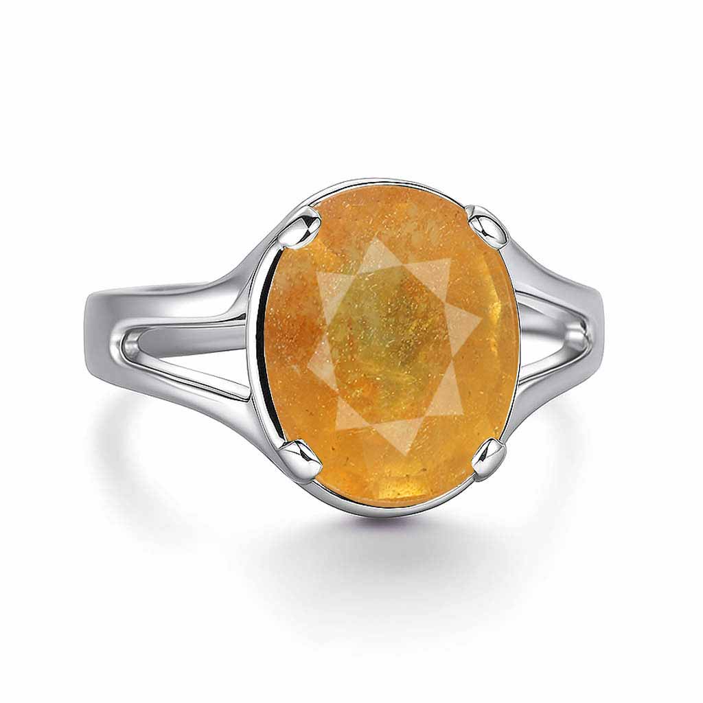 Luxury Designer Sterling Silver Yellow Sapphire Men’s Ring for Him