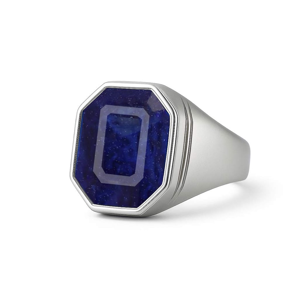 Luxury Handmade 925 Silver Blue Sapphire For Men