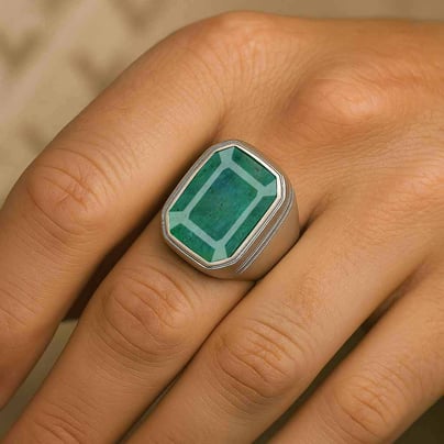 Luxury Handmade 925 Silver Emerald For Men