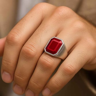 Luxury Handmade 925 Silver Ruby For Men